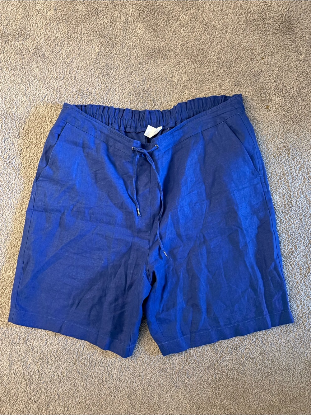 Chico's Cobalt Blue Drawstring Bermuda Linen Shorts